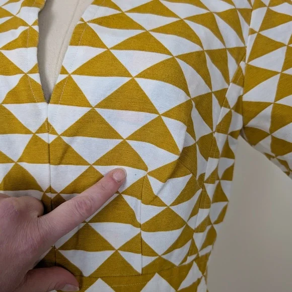 Geometric Mini Dress Circle Skirt Short Sleeve Fit Flare - Picture 13 of 16